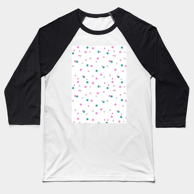 Small Colorful Shapes Baseball T-Shirt by Islanr